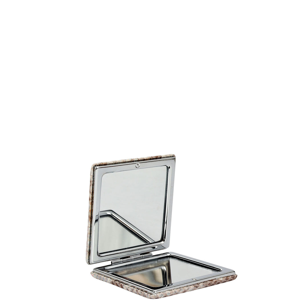 Snake Leather Leather Mirror - Silver
