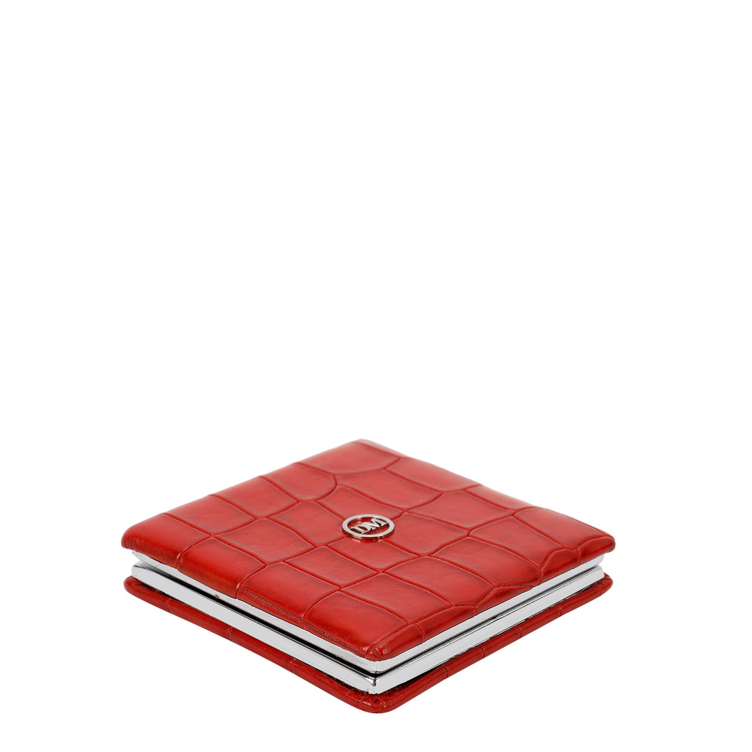 Classic Compact Pocket Mirror - Red