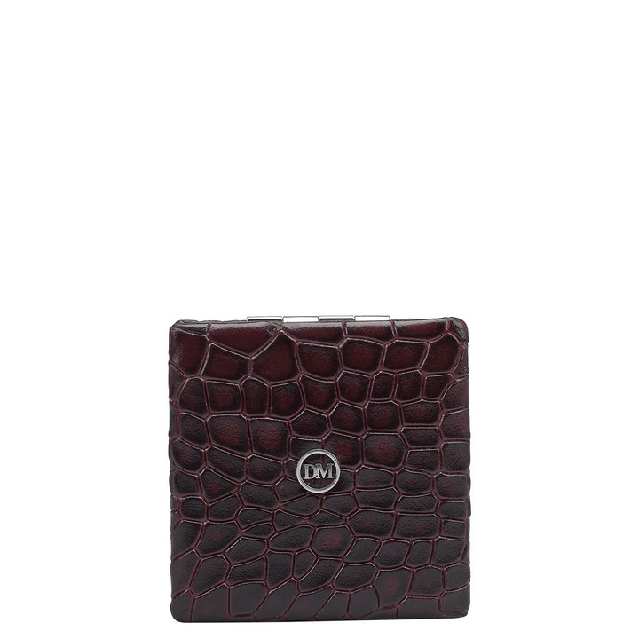 Croco Leather Leather Mirror - Wine