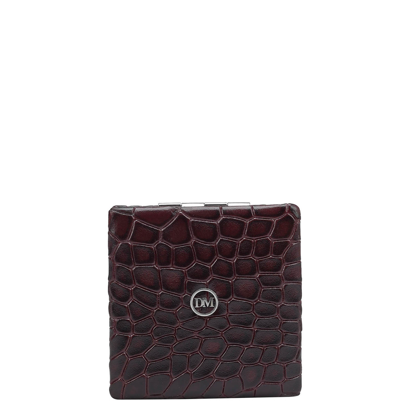 Croco Leather Leather Mirror - Wine