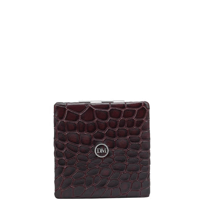 Croco Leather Leather Mirror - Wine