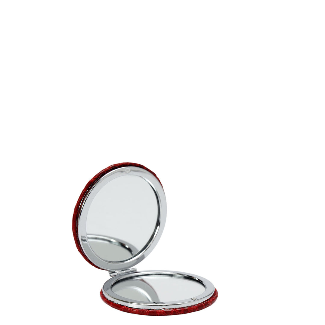 Croco Leather Leather Mirror - Brick