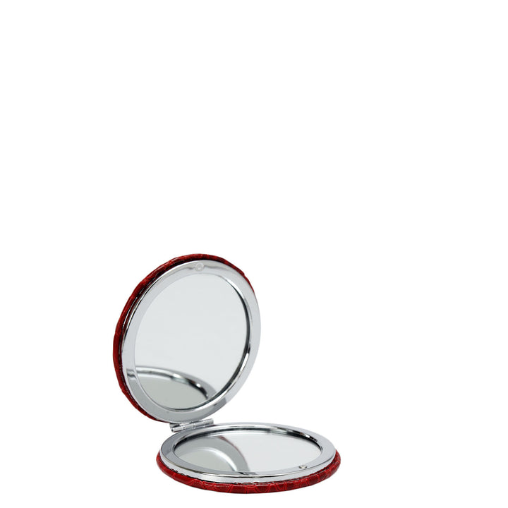 Croco Leather Leather Mirror - Brick