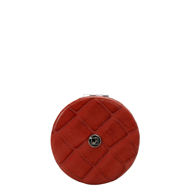 Croco Leather Leather Mirror - Brick