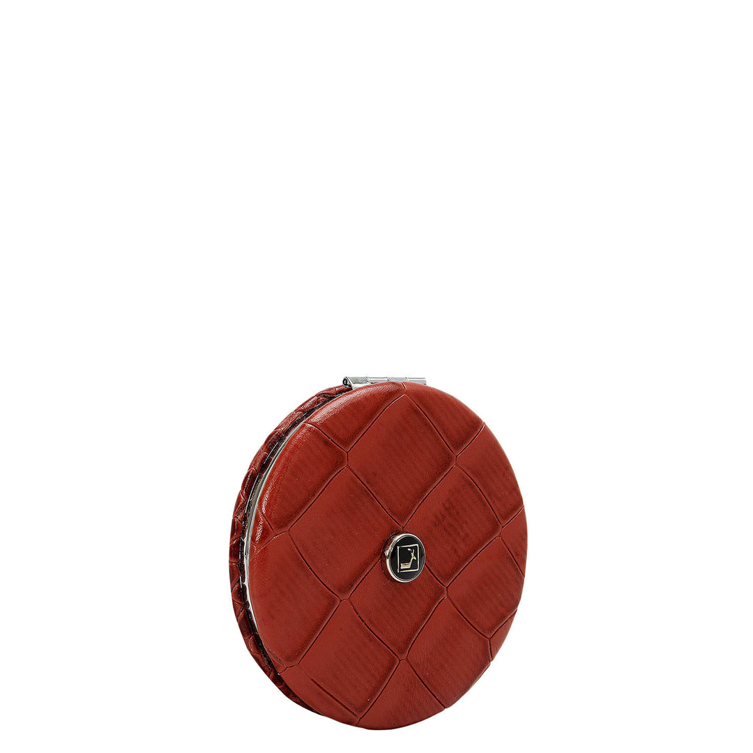 Croco Leather Leather Mirror - Brick