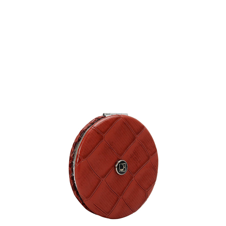 Croco Leather Leather Mirror - Brick