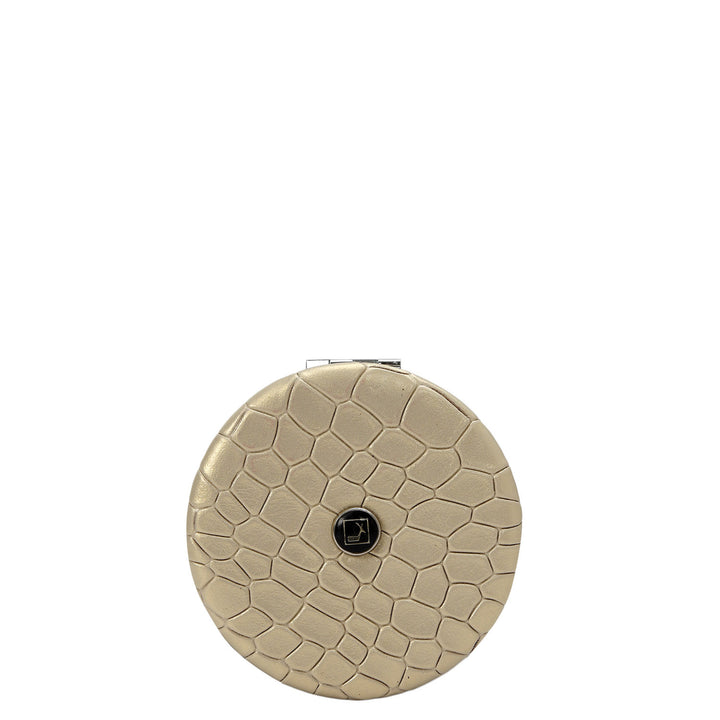 Croco Leather Leather Mirror - Gold