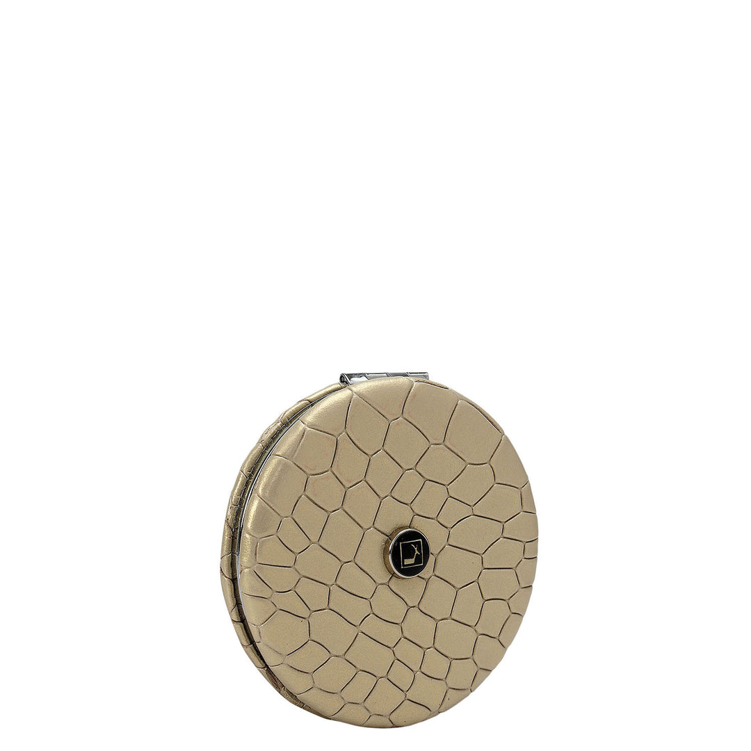 Croco Leather Leather Mirror - Gold