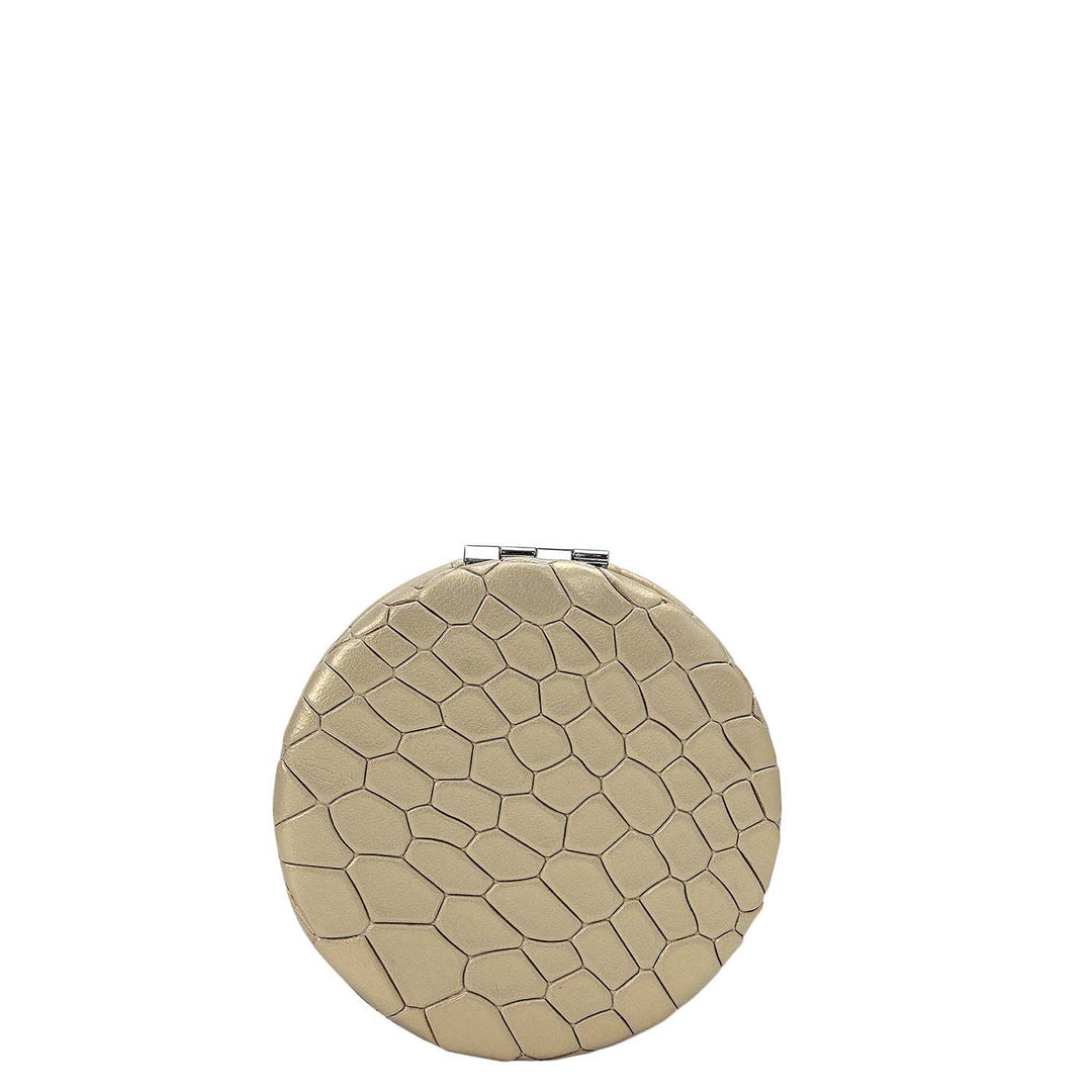 Croco Leather Leather Mirror - Gold