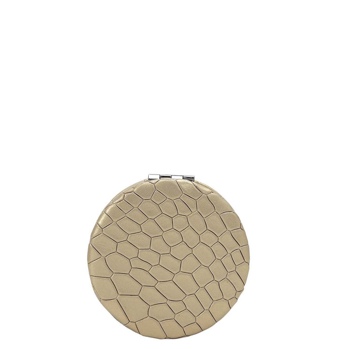 Croco Leather Leather Mirror - Gold
