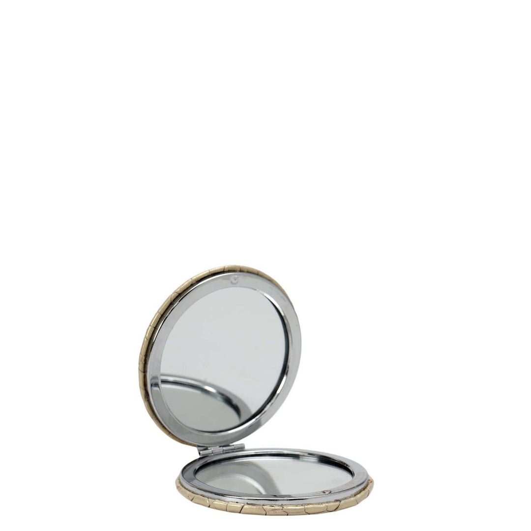 Croco Leather Leather Mirror - Gold