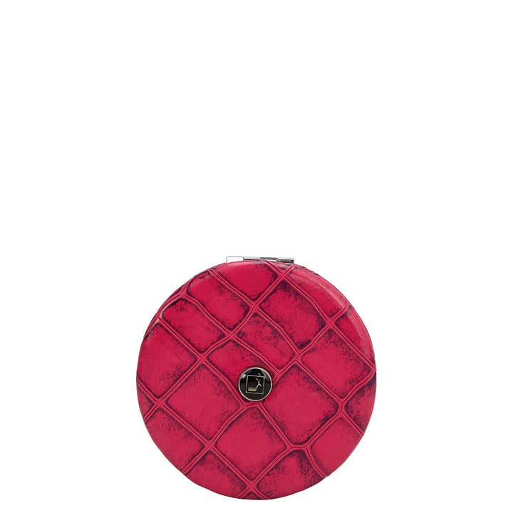 Croco Leather Leather Mirror - Majenta