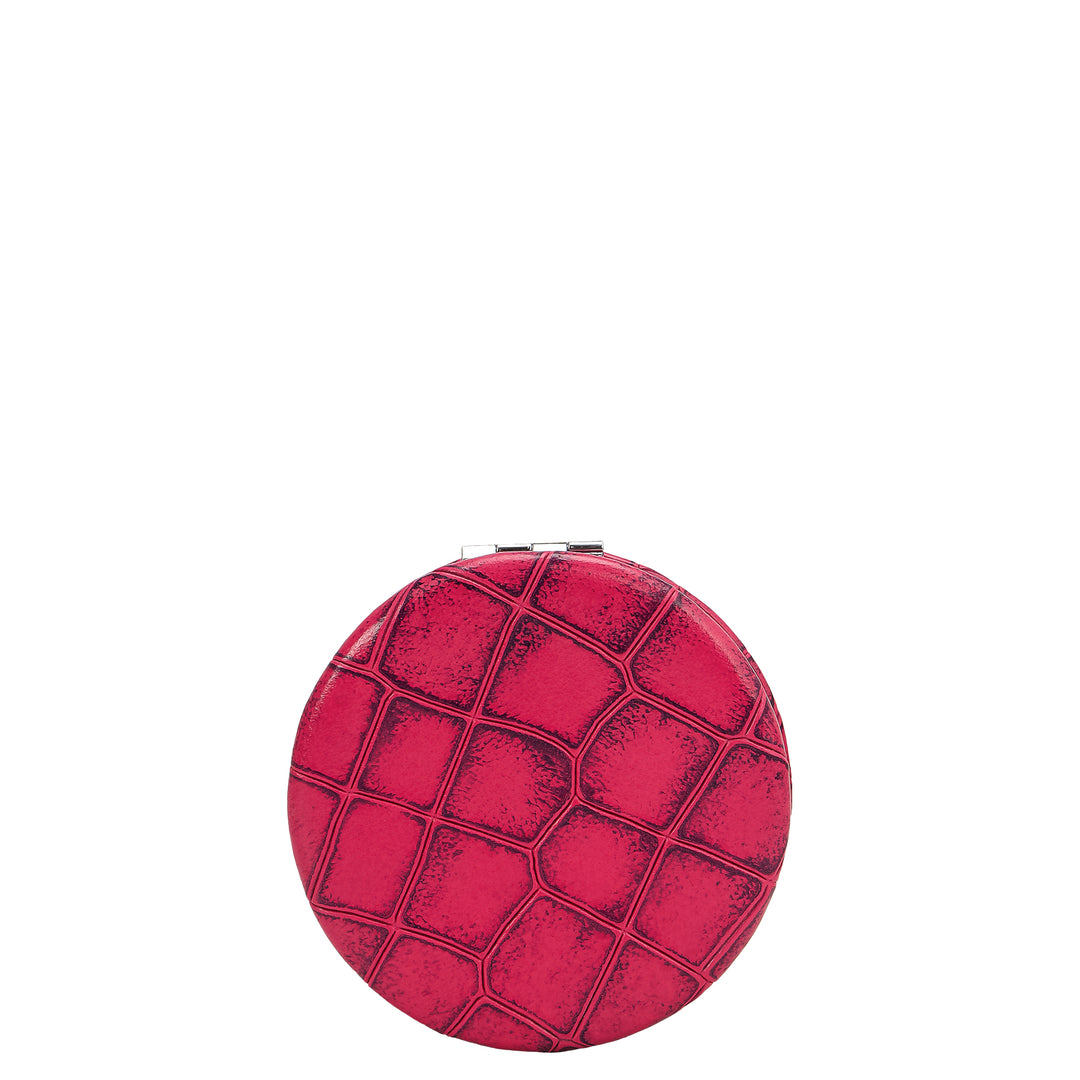 Croco Leather Leather Mirror - Majenta