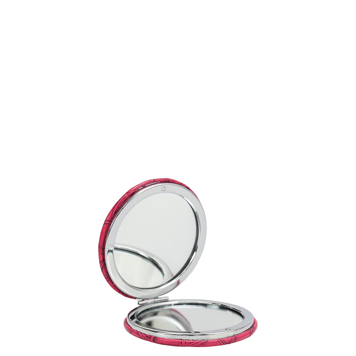 Croco Leather Leather Mirror - Majenta