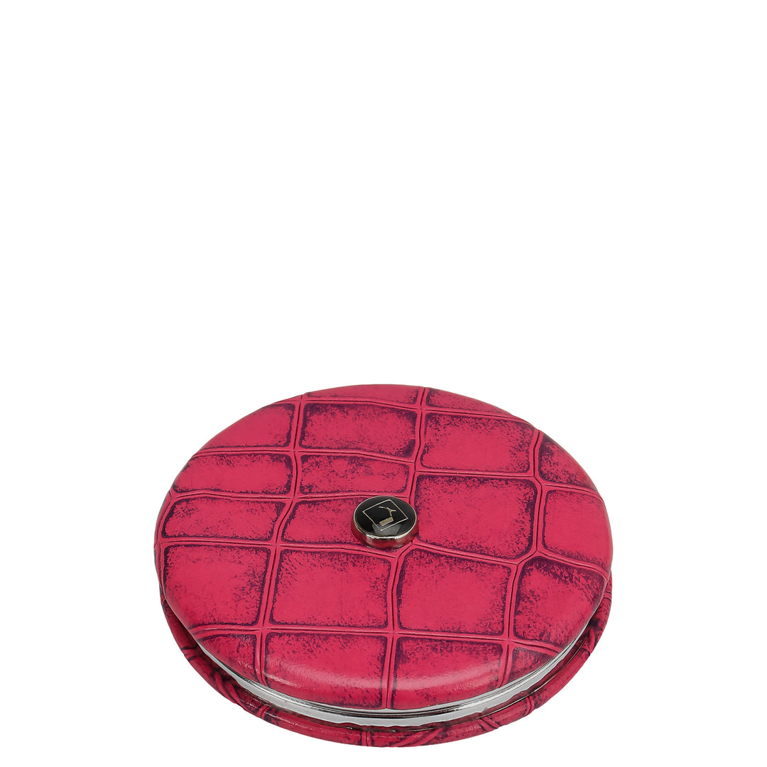 Croco Leather Leather Mirror - Majenta