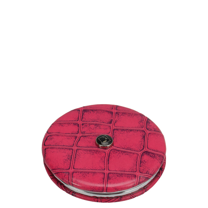 Croco Leather Leather Mirror - Majenta