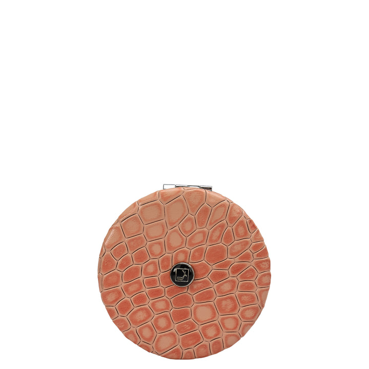 Croco Leather Leather Mirror - Peach
