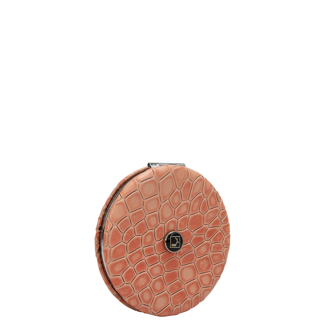 Croco Leather Leather Mirror - Peach