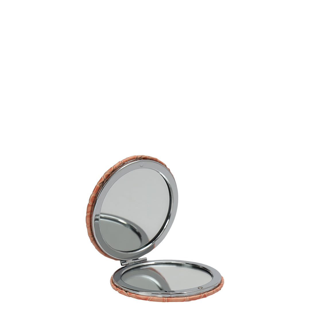 Croco Leather Leather Mirror - Peach