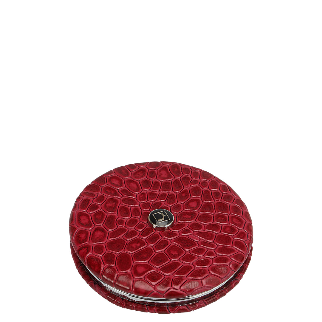Croco Leather Leather Mirror - Plumberry