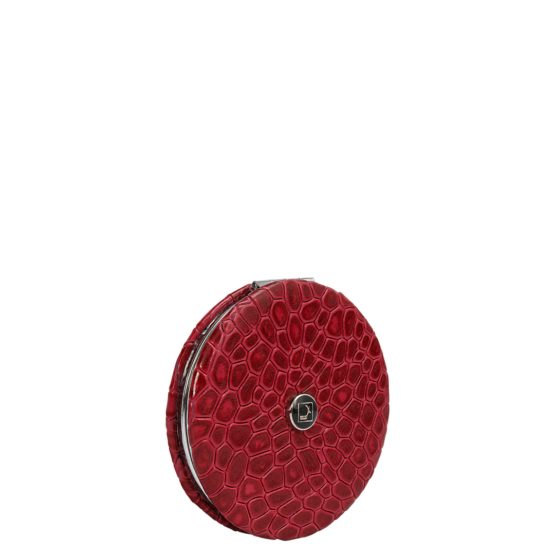 Croco Leather Leather Mirror - Plumberry