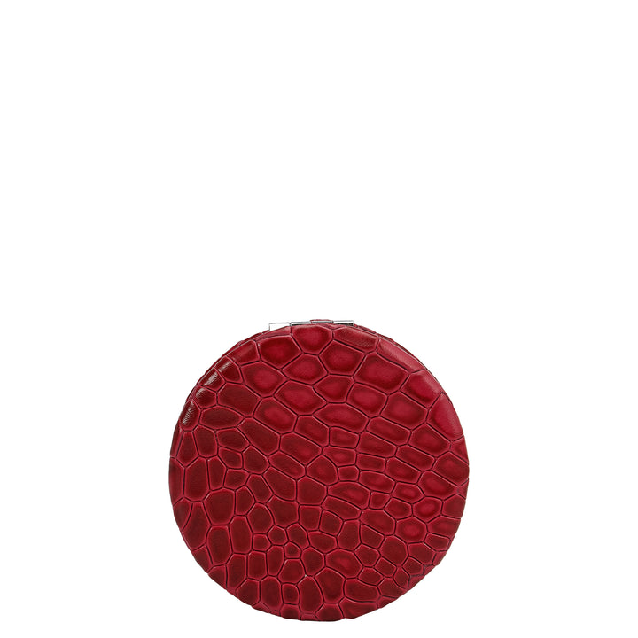 Croco Leather Leather Mirror - Plumberry