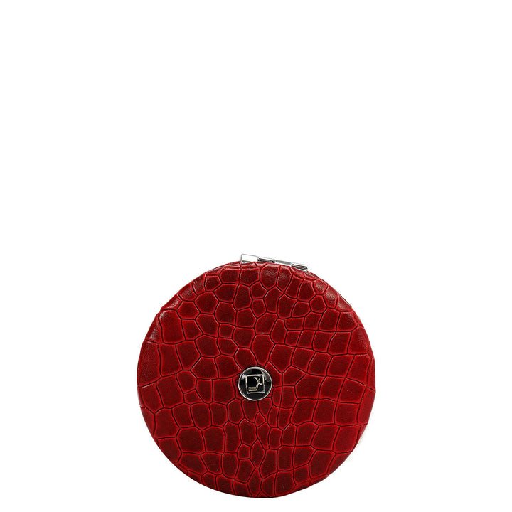 Croco Leather Leather Mirror - Red