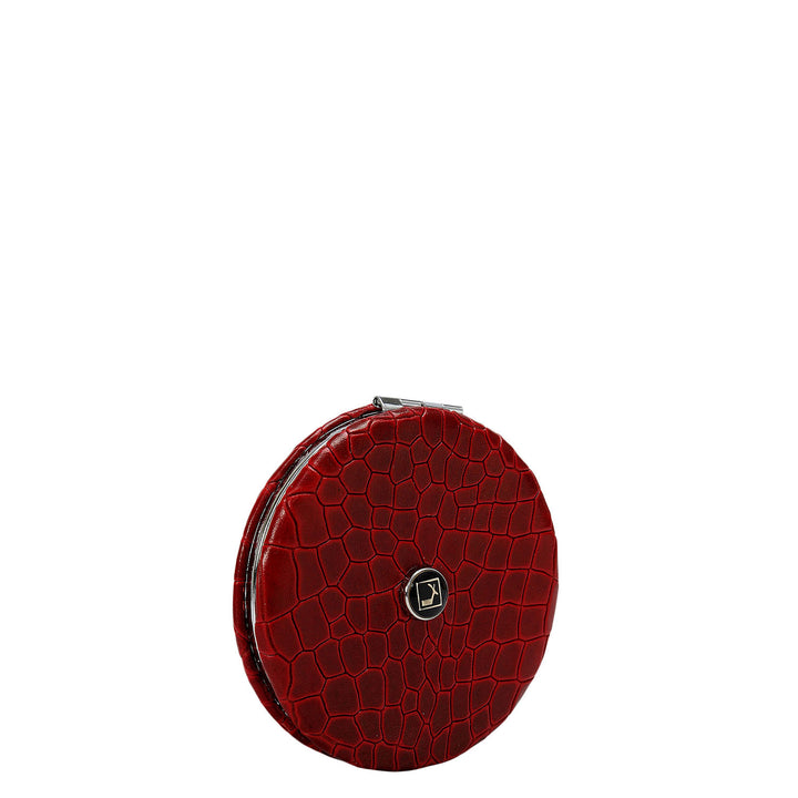Croco Leather Leather Mirror - Red