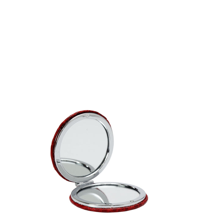 Croco Leather Leather Mirror - Red