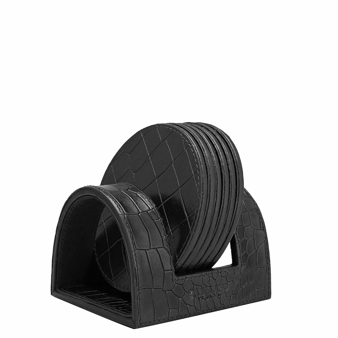 Croco Leather Coaster - Black