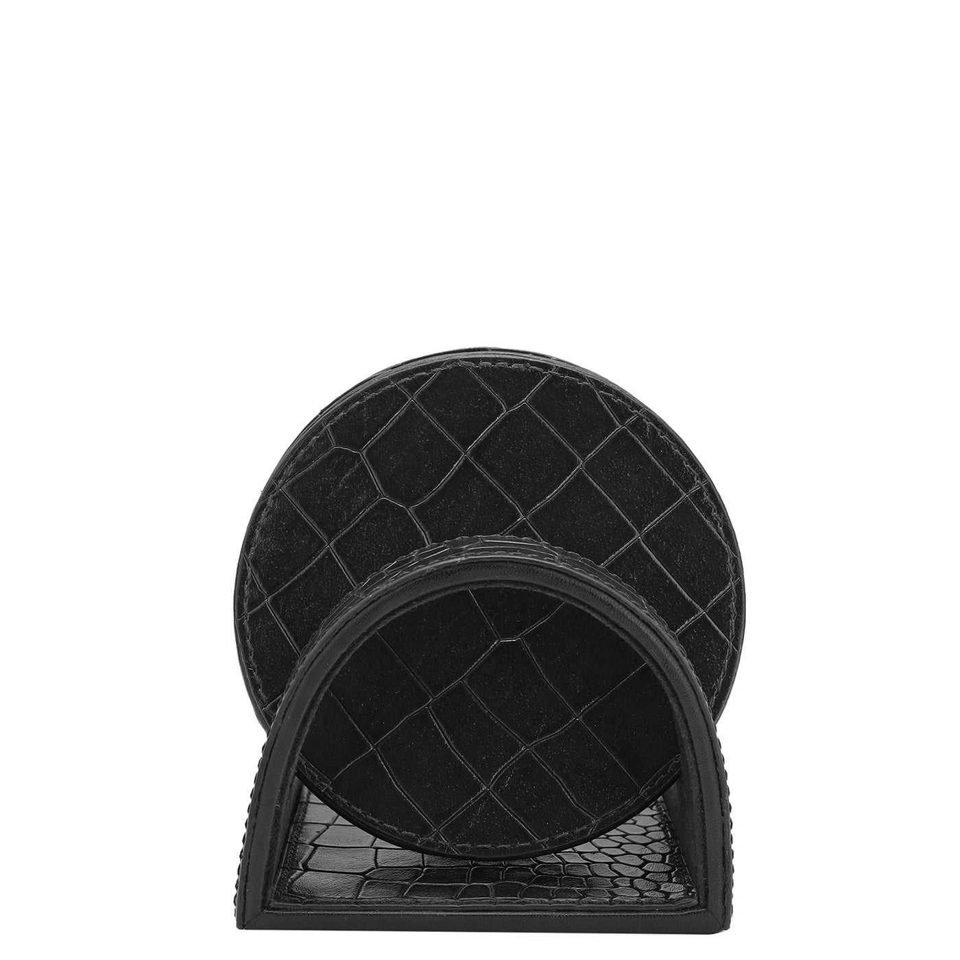 Croco Leather Coaster - Black