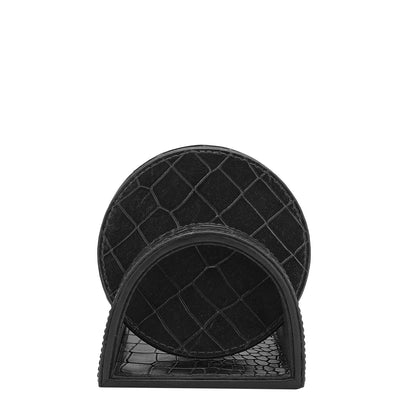 Croco Leather Coaster - Black