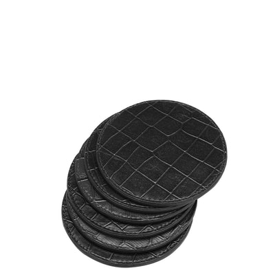 Croco Leather Coaster - Black