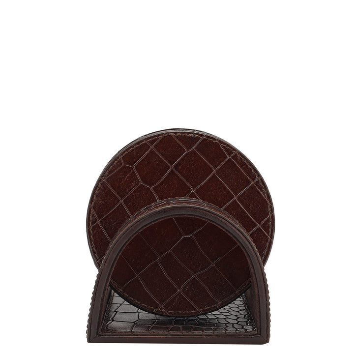 Croco Leather Coaster - Brown