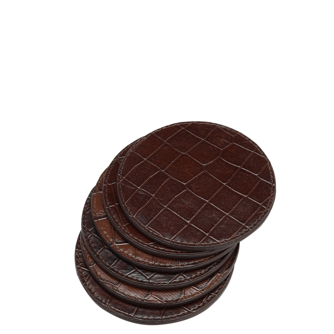 Croco Leather Coaster - Brown