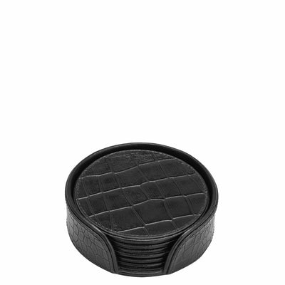 Croco Leather Coaster - Black