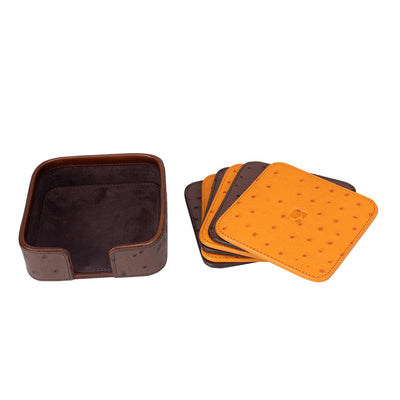 Ostrich Leather Coaster - Brown