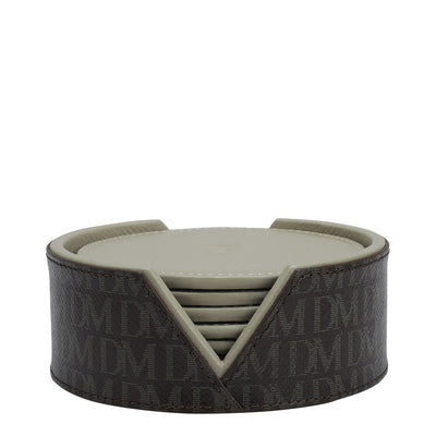 Monogram Leather Coaster - Chocolate