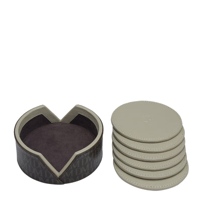 Monogram Leather Coaster - Chocolate