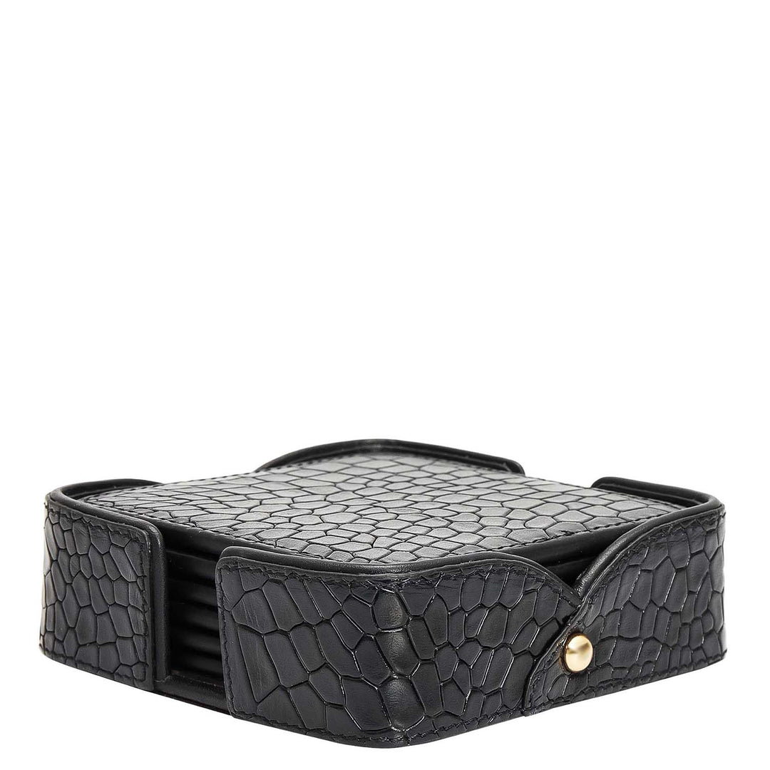 Croco Leather Coaster - Black