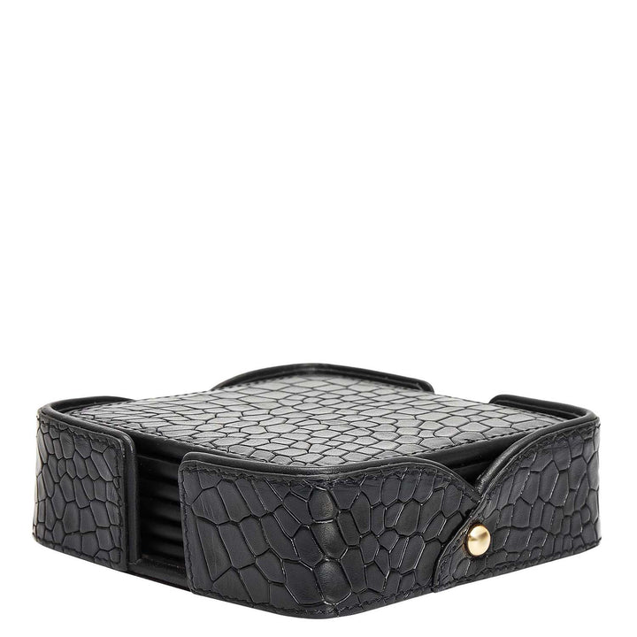 Croco Leather Coaster - Black