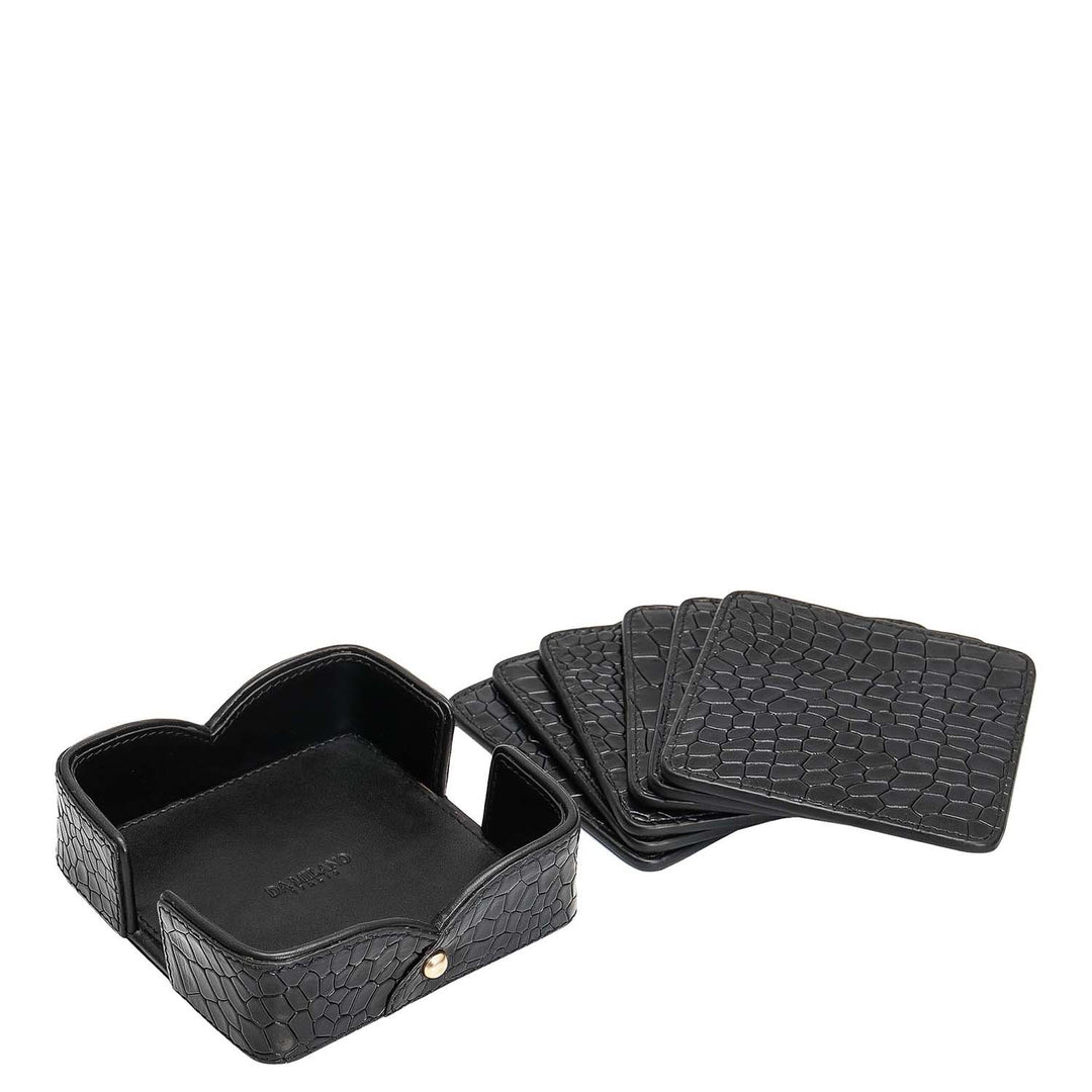 Croco Leather Coaster - Black