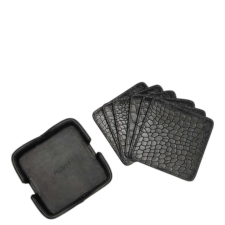 Croco Leather Coaster - Black