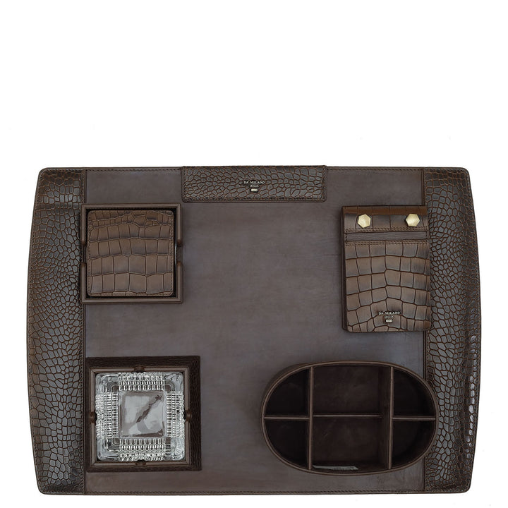 Croco Leather Desktop Set - Brown