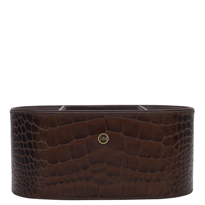 Croco Leather Desktop Set - Brown