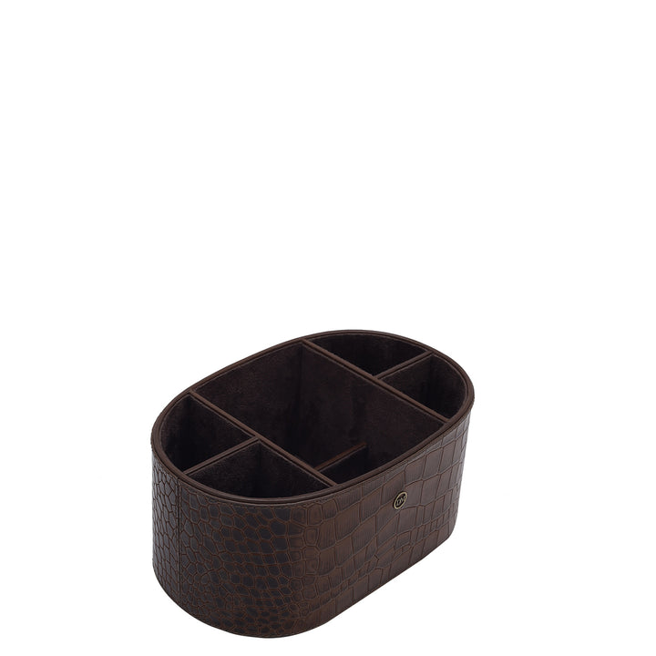 Croco Leather Desktop Set - Brown