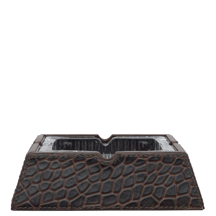 Croco Leather Desktop Set - Brown