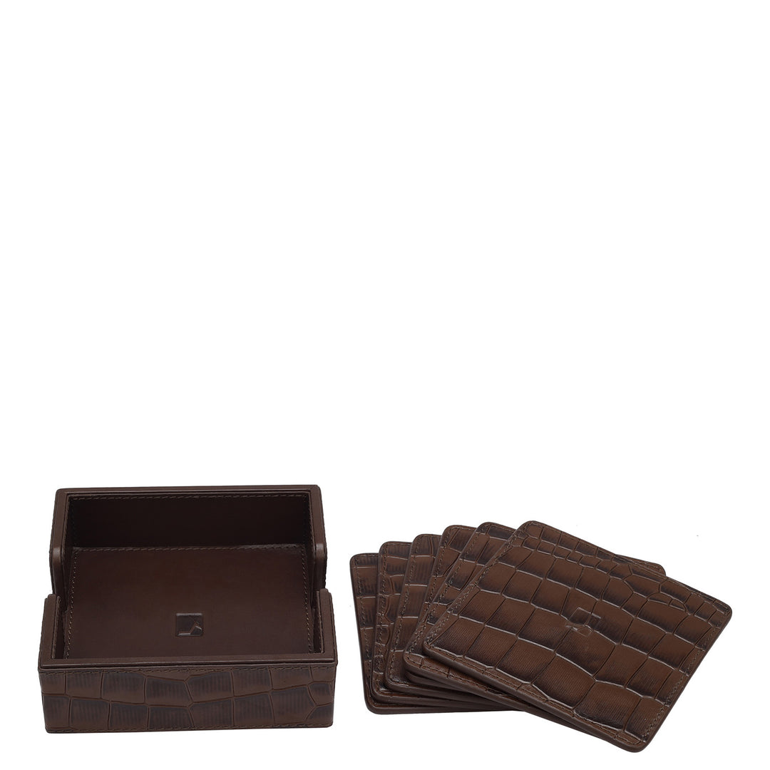 Croco Leather Desktop Set - Brown