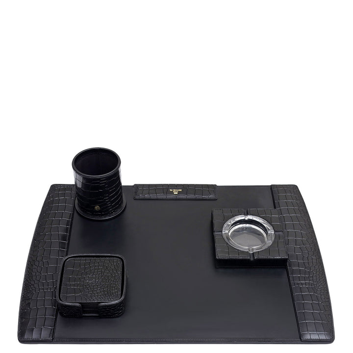 Croco Leather Desktop Set - Black