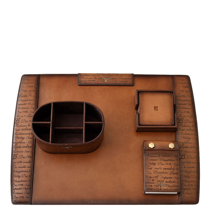 Signato Leather Desk Top Set - Cognac